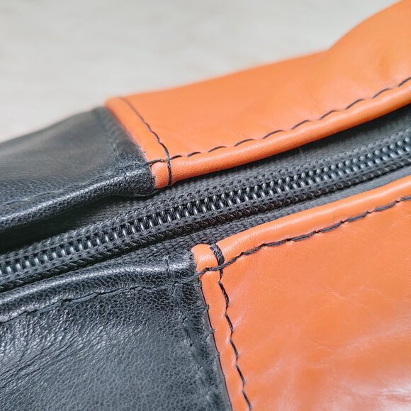 Custom Made Half Black and Half Orange Leather Mini Handbag - Picture 7 of 14